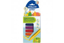 Pelikan Griffix 700825 Lot de 8 crayons de cire assortis dans un etui en carton pour droitiers et gauchers