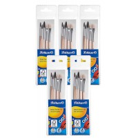 - 718163 - Set De Pinceaux Pour Debutant - 3 pinceaux a  poils fins : tailles 2, 4 et 6-2 pinceaux brosse n°613F : tailles 6 et 