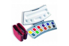 Boite De Couleurs Aquarelles D'etudes 725 D/12, 12 Couleurs, 2 Gobelets a€ Eau Et Palette Melange INCL. (Nouveau: 721886)