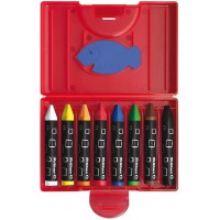 Pelikan - 722942 - 8 Crayons de Cire Epais 665/8 D - Resiste a l'Eau - Sans Capuchon - En Cire d'Abeille - Grattoir