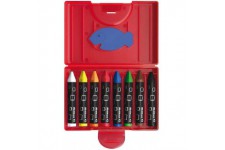 Pelikan - 722942 - 8 Crayons de Cire Epais 665/8 D - Resiste a l'Eau - Sans Capuchon - En Cire d'Abeille - Grattoir