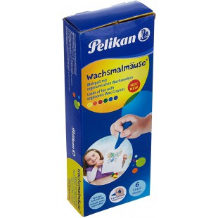 Pelikan 804073 Crayons de Cire pour Enfants en Forme de Souris, Set Cadeau, 6 Couleurs