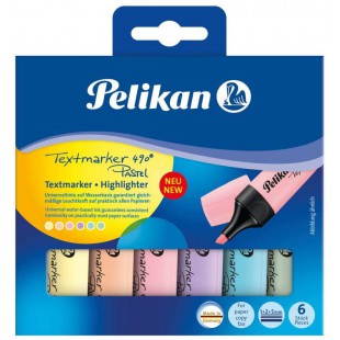 Pelikan 817325 Lot de 6 surligneurs 490 ® pastel, couleurs assorties