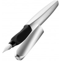 Pelikan 947101 Twist Stylo a  plume dans un boitier pliable Plume M Pour droitier ou gaucher Argente