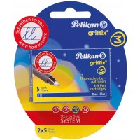  Blister de 2 Etuis de 5 cartouches d'encre"griffix" pour Roller Bleu