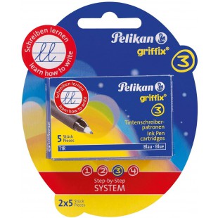  Blister de 2 Etuis de 5 cartouches d'encre"griffix" pour Roller Bleu