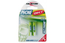 ANSMANN 2 piles rechargeables pour telephone sans fil AAA, 1,2V / 550mAh / Accumulateurs pour telephone fixe sans fil a  faible 