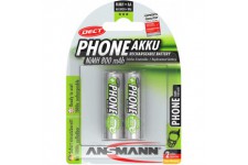 ANSMANN 2 piles rechargeables pour telephone sans fil AA, 1,2V / 800mAh / Accumulateurs pour telephone fixe sans fil a  faible d