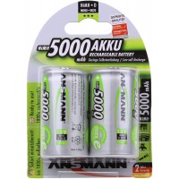 Pile ANSMANN D 5000 mAh NiMH 1,2 V (lot de 2) - batteries rechargeables Mono D, faible autodecharge maxE pour une utilisation pe