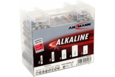 Boite de piles alcalines ANSMANN 1,5 V / Piles alcalines longue duree de vie / Emballage economique dans une boite de rangement 