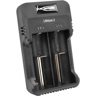 Ansmann Chargeur de batterie universel Lithium 2 pour 18650 21700 26650 22650 18350 17670 17500 etc. + batteries NiMH