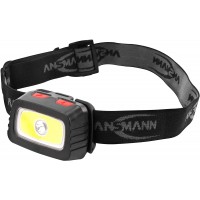 Lampe frontale Headlight HD200B d'ANSMANN avec 185 lumen, LED 3W et LED COB 1,5W, y compris 3 piles micro AAA, 1600-0198