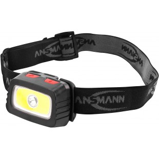 Lampe frontale Headlight HD200B d'ANSMANN avec 185 lumen, LED 3W et LED COB 1,5W, y compris 3 piles micro AAA, 1600-0198