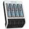 Ansmann Chargeur de Batterie avec 4 Piles AA 2100 mAh - Chargeur Automatique de Batterie avec Technologie de Charge Perfect 7 & 