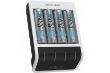 Ansmann Chargeur de Batterie avec 4 Piles AA 2100 mAh - Chargeur Automatique de Batterie avec Technologie de Charge Perfect 7 & 