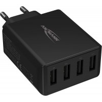 ANSMANN Chargeur USB 4 Ports Haute Vitesse 30W - Chargeur USB avec controle de Charge Smart-IC/Adaptateur Secteur particuliereme