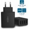 ANSMANN Chargeur USB 4 Ports Haute Vitesse 30W - Chargeur USB avec controle de Charge Smart-IC/Adaptateur Secteur particuliereme