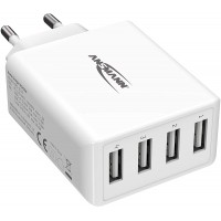 ANSMANN Chargeur USB 4 Ports Haute Vitesse 30W - Chargeur USB avec controle de Charge Smart-IC/Adaptateur Secteur particuliereme