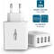 ANSMANN Chargeur USB 4 Ports Haute Vitesse 30W - Chargeur USB avec controle de Charge Smart-IC/Adaptateur Secteur particuliereme