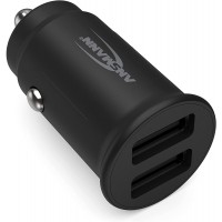 ANSMANN chargeur de voiture mini USB 2 ports 2.4A, 2x USB-A, pour voiture (12V / 24V), puissance 12W, extremement compact, sans 