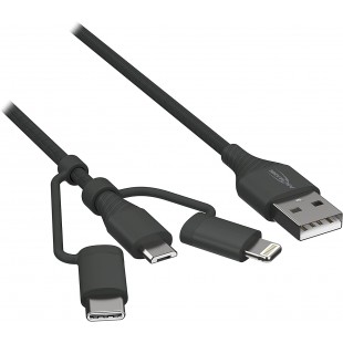 ANSMANN Cable USB 3 en 1 Micro/Type-C/Lightning, 120 cm, compatible avec tous les appareils courants, charges ou alim