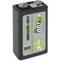 Pile ANSMANN 9V 200 mAh NiMH (unite 1) - batteries rechargeables bloc 9 Volt, faible autodecharge maxE pour une utilisation pend