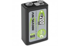 Pile ANSMANN 9V 200 mAh NiMH (unite 1) - batteries rechargeables bloc 9 Volt, faible autodecharge maxE pour une utilisation pend