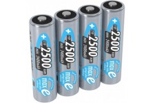 Pile ANSMANN AA 2500 mAh NiMH 1,2 V (lot de 4) - batteries rechargeables mignon AA, faible autodecharge maxE pour une utilisatio