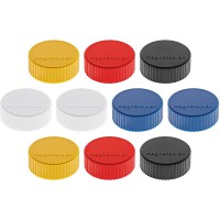 Magnetoplan Magnum Lot de 10 supports magnetiques 34 mm Blanc/jaune/rouge/noir/bleu fonce