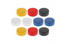 Magnetoplan Magnum Lot de 10 supports magnetiques 34 mm Blanc/jaune/rouge/noir/bleu fonce