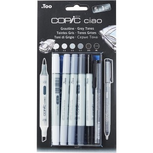 Copic Ciao Ensemble comprenant Marqueur - Gris Tones (Lot de 5)/ Stylo multiliner