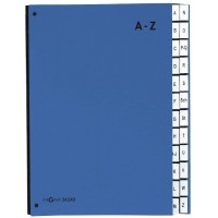 24249-02 Classeur a  soufflet 24 compartiments A-Z en carton special avec 3 trous (Bleu)