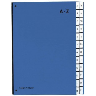 24249-02 Classeur a  soufflet 24 compartiments A-Z en carton special avec 3 trous (Bleu)