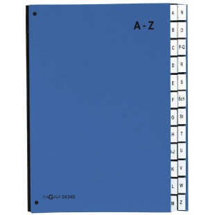 24249-02 Classeur a  soufflet 24 compartiments A-Z en carton special avec 3 trous (Bleu)