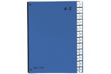 24249-02 Classeur a  soufflet 24 compartiments A-Z en carton special avec 3 trous (Bleu)