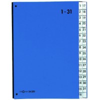 24329-02 Classeur a soufflet 32 compartiments 1-31 en carton special avec 3 trous (Bleu)