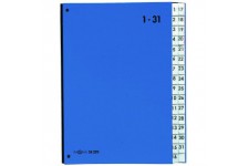 24329-02 Classeur a soufflet 32 compartiments 1-31 en carton special avec 3 trous (Bleu)