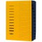 24122-05 Trieur 12 pieces Press Span, elastiques de fermeture, poignee onglet Imprime 1-12/A a  Z sur le couvercle noir, jaune