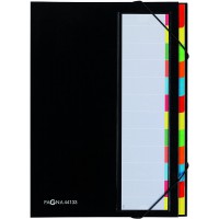 44133-04 Classeur a  soufflet 12 compartiments fermeture par elastiques (Noir)