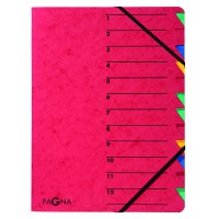 24131-01 Trieur A4 Easy en carton avec 12 onglets colores (Rouge)
