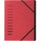 Trieur cartonne agrafe sans soufflet+ elastique pour A4 12 compartiments Rouge