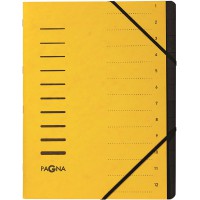 Trieur cartonne agrafe sans soufflet+ elastique pour A4 12 compartiments Jaune