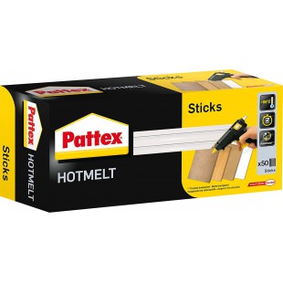 Pattex Hotmelt Sticks a  recharger, batons de colle pour le pistolet a  colle avec une transparence extremement elevee, 50 baton