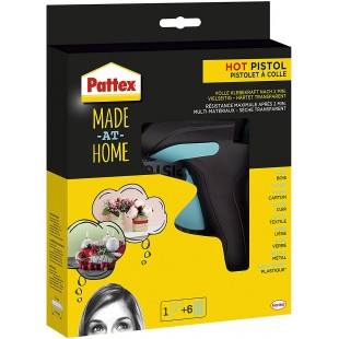 Pattex Made at Home Pistolet a  colle, colle pour les travaux de bricolage creatifs, kit comprenant 1x pistolet a  colle et 6x b