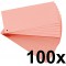 Exacompta - Ref. 13335B - Paquet 100 fiches intercalaires horizontales unies perforees - 105x240mm - Rose