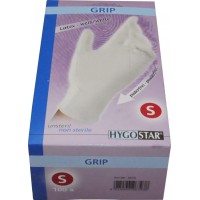 Hygostar Grip Gants en latex non poudres Blanc Taille S