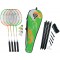 Talbot Torro Set de Badminton 4-Attacker Plus, Ensemble Complet avec 4 Raquettes, 3 Volants, Filet, dans Un Sac Precieux, 449414