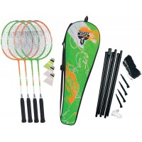 Talbot Torro Set de Badminton 4-Attacker Plus, Ensemble Complet avec 4 Raquettes, 3 Volants, Filet, dans Un Sac Precieux, 449414