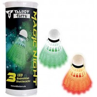 Talbot Torro 479123 Lot de 3 balles de Badminton Magic Night LED en Plastique avec lumiere LED Duree de Combustion env. 48 Heure