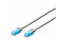 DIGITUS CAT 5e U-UTP cable patch, 2m, reseau, cable LAN DSL Ethernet, PVC, CCA, AWG 26/7, gris